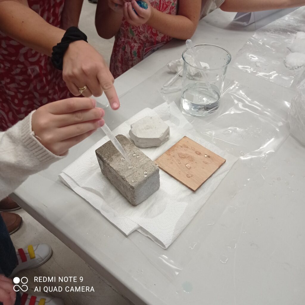 Children observing non-wetting surfaces
